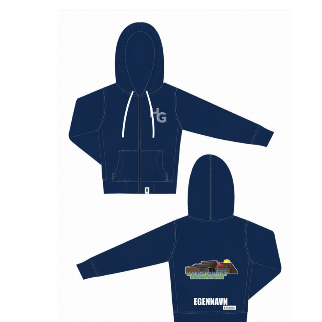 Ziphoodie Grå/Blå
