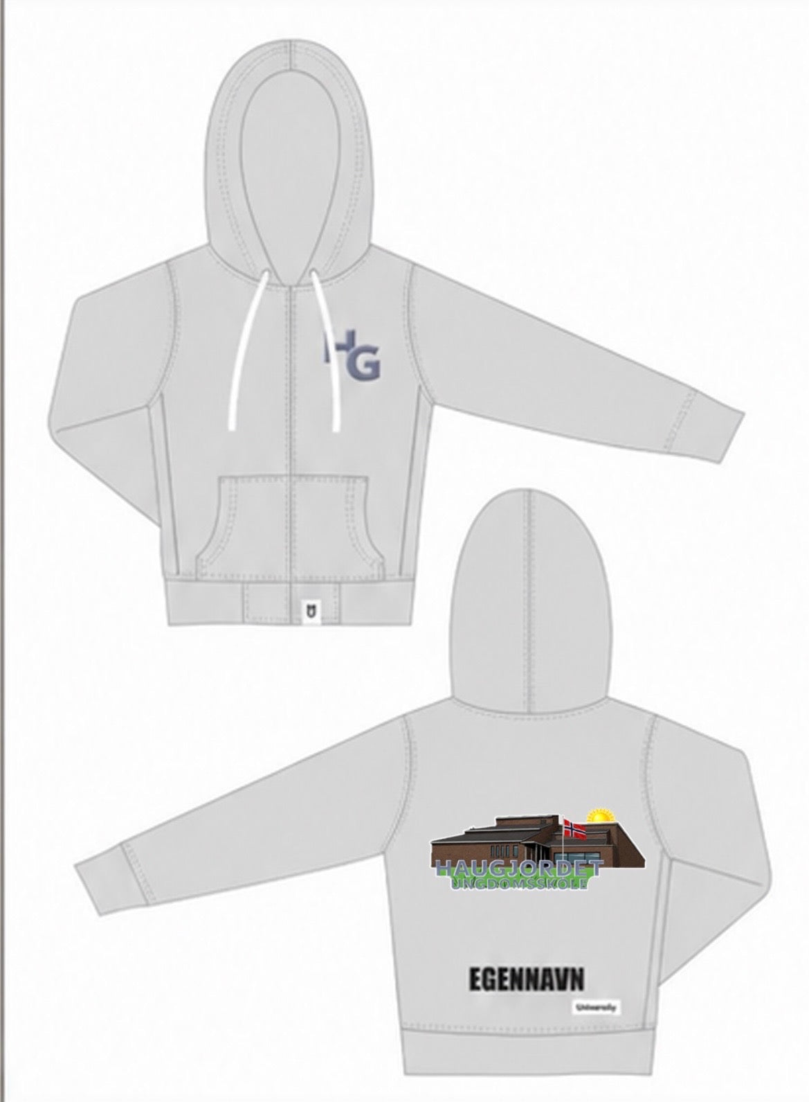 Ziphoodie Grå/Blå