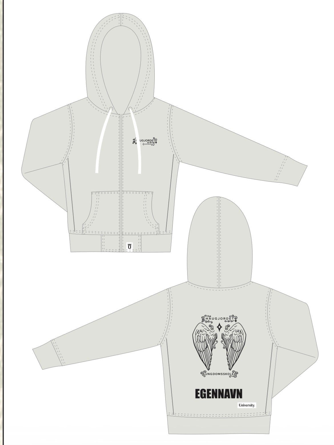 Elevdesign Ziphoodie Grå/Blå